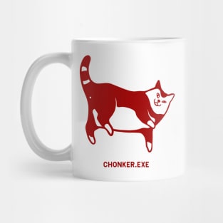 Cat exe has stopped working. Cute chonker laying on the floor in red ink Mug